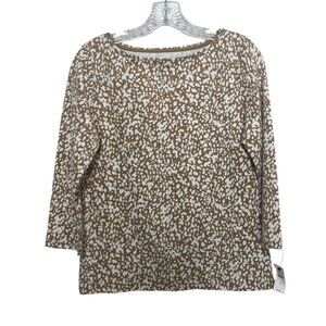 The Talbots Tee 3/4 Sleeve Tshirt Small Tan White New Cotton Blend Casual